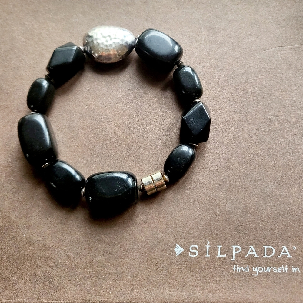 Silpada Onyx and Silver Bracelet